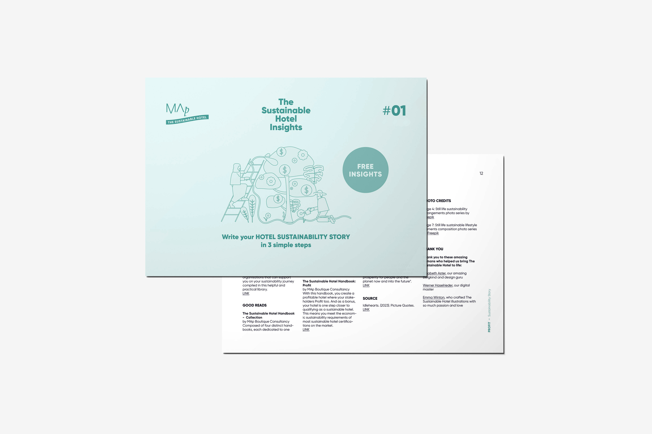 Close-up of the template for writing a hotel sustainability story.