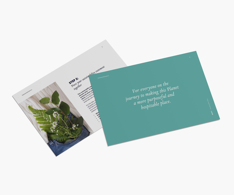 Close-up of the template for writing a hotel sustainability story.